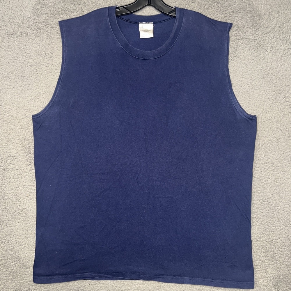 VTG JERZEES Tank Top Men's Size 2XL XXL Blue Muscle Training Shirt Made In USA
